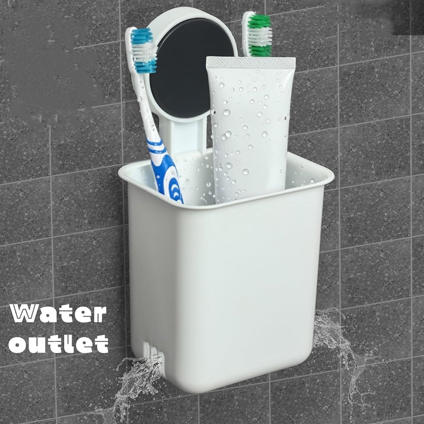 Wall Mounted Plastic Toothbrush Holder with Adhesive Installation (2 Pc)
